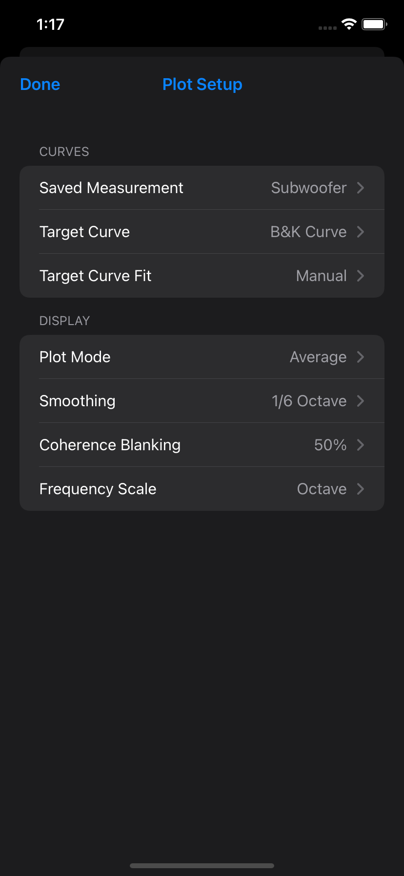 Plot setup screen