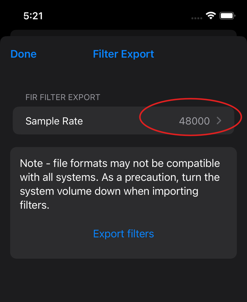 filter export