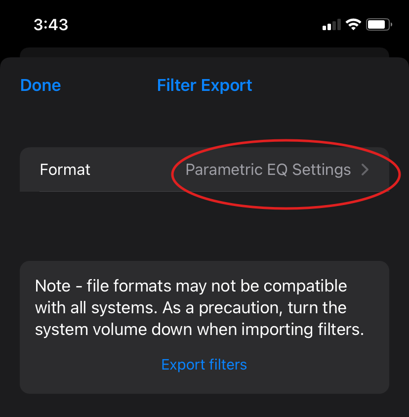 filter export